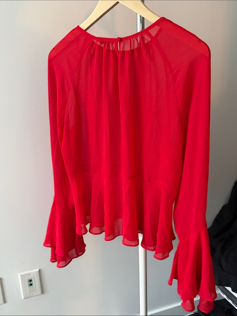 Reitmans Bright Red Ruffled-Sleeve Blouse - Picture 9 of 9